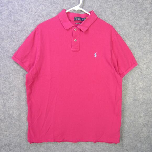 Polo Ralph Lauren Polo Shirt Mens XL Pink Custom Slim Fit Short Sleeve Classic - Picture 1 of 8